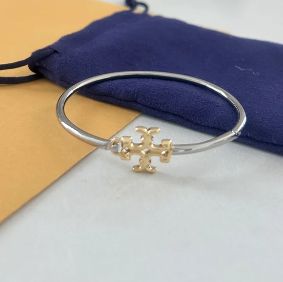 Tory Burch Elegant Silver and Gold Bangle Bracelet Firm.Price - Picture 3 of 6